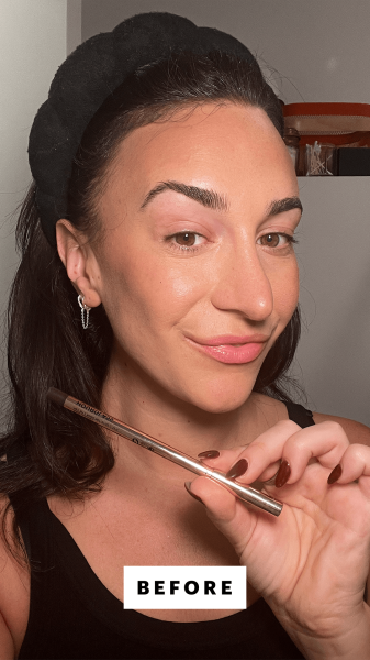 Wohlner before applying the Hourglass Voyeur Waterproof Gel Eyeliner